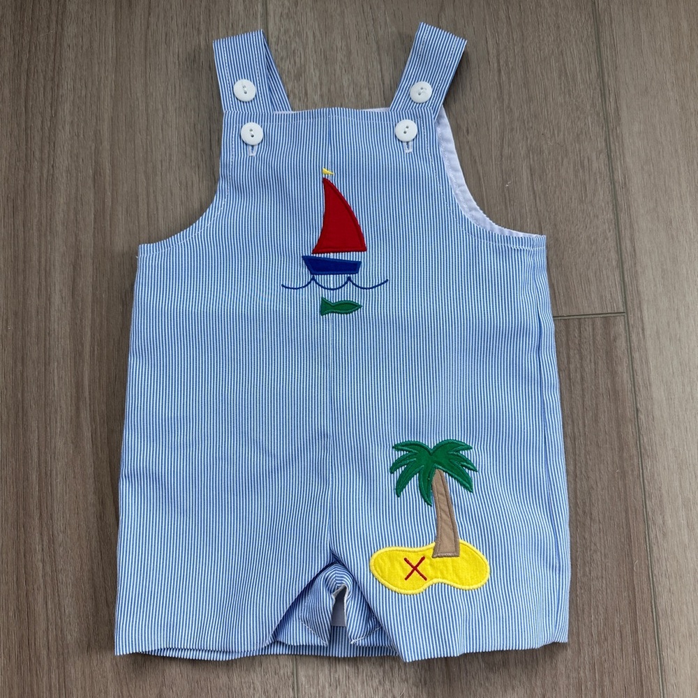 Florence Eiseman | Baby Romper - Sailboats & Palm Tree